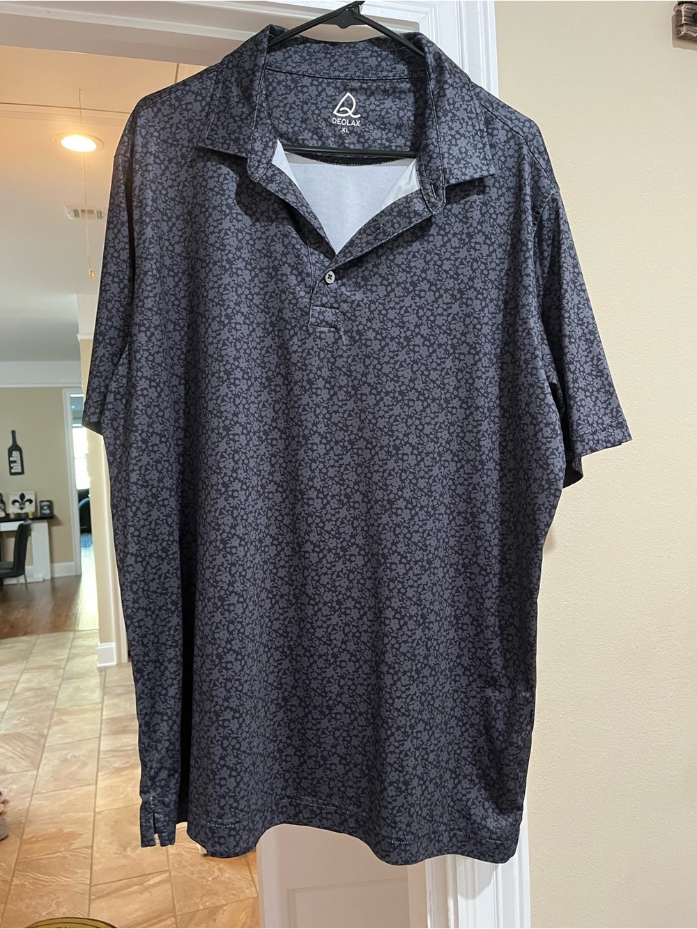 Charcoal Floral-Print Short-Sleeve Polo